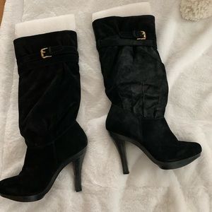 Michael Kors black suede Kincade slouch boots 7.5